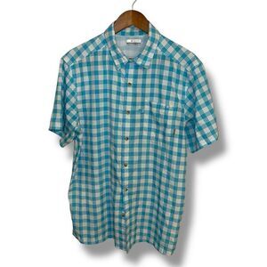 Teal Blue Columbia PFG S/S Performance Fishing Shirt Size M